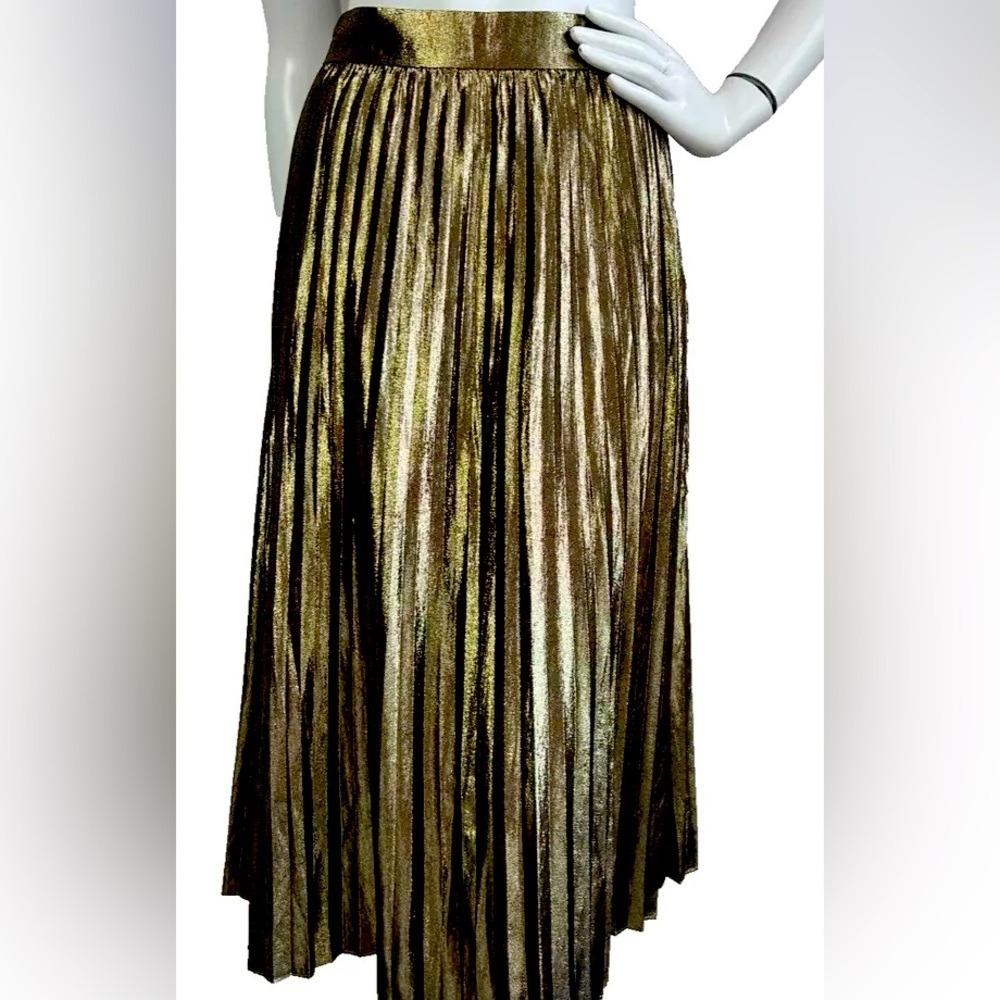 J Crew Collection gold lamé pleated skirt Size M